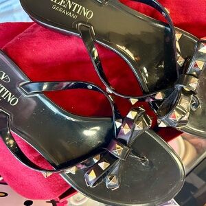 Valentino Garavani Rockstud PVC Flat Thong Sandals